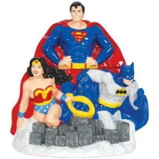 Dc Comics Heroes Superman,  Batman,  Wonder Woman Ceramic Cookie Jar,