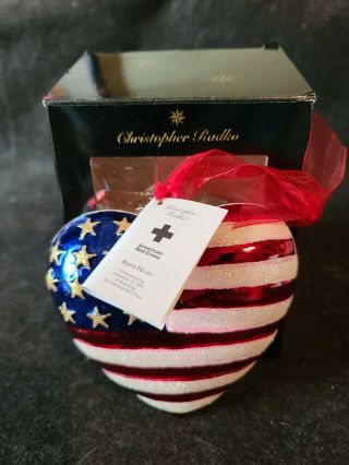 Christopher Radko Ornament American Red Cross Brave Heart 2001 With Tags Box