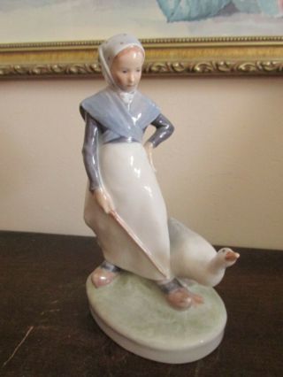Vintage Royal Copenhagen Denmark Thomsen Porcelain Figurine 528 Goose Girl