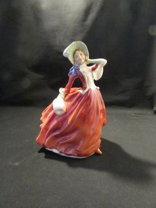 Royal Doulton Autumn Breezes Hn 1934 Pretty Young Lady Figurine Red Dress