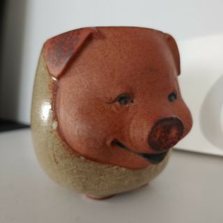 Vintage Uctci Japan Gempo 3d Pig Face Ceramic Pottery Coffee Cup Stoneware Mug
