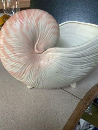 Fitz And Floyd Nautilus Pink Shell Planter Vintage