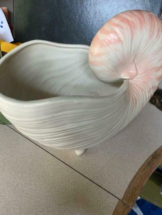 Fitz and Floyd Nautilus Pink Shell Planter Vintage 2