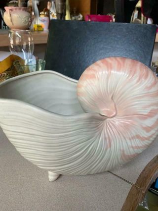 Fitz and Floyd Nautilus Pink Shell Planter Vintage 3
