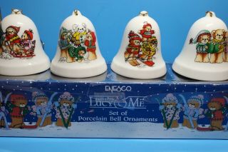 Vintage 1988 Set Of 4 Lucy And Me Lucy Rigg Bear Christmas Bell Ornaments