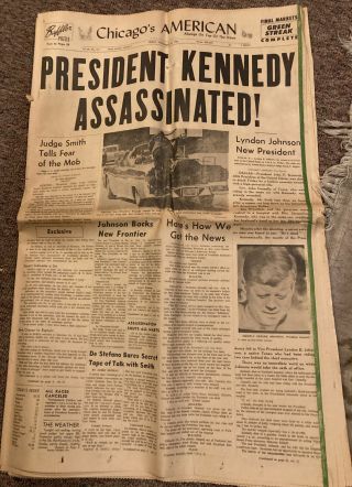 Chicago American Kennedy Assassination Newspaper November 22 1963 - John Kennedy