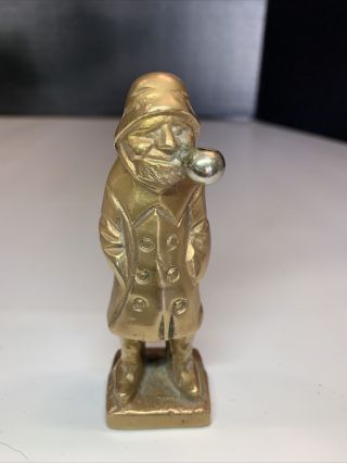 Vintage Old Salty Sea Captain Nautical Brass Figure 4” Tall