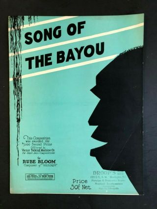 Vintage Sheet Music 1929 Song Of The Bayou