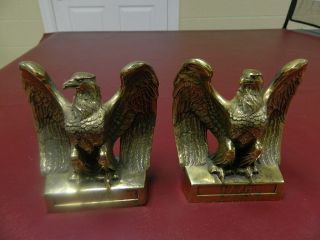Vintage 1776 Patriotic American Eagle Brass / Bronze Die Cast Book Ends Pair