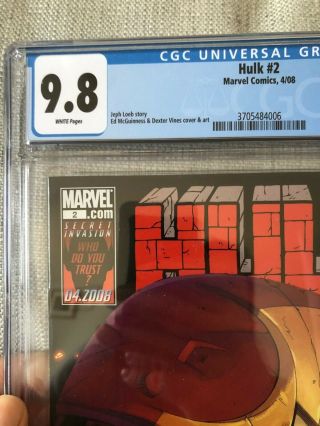 Marvel Comics Hulk 2 First Full Appearance Red Hulk.  2008 NM/M 9.  8 CGC Graded 2