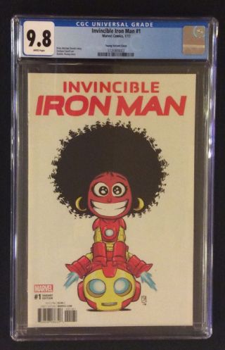 Invincible Iron Man 1 Comic Cgc 9.  8 Skottie Young Variant Cover Marvel 2017