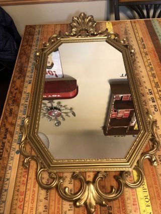 Vintage Mid Century Syroco Hollywood Regency Gold Ornate Wall Mirror 4614