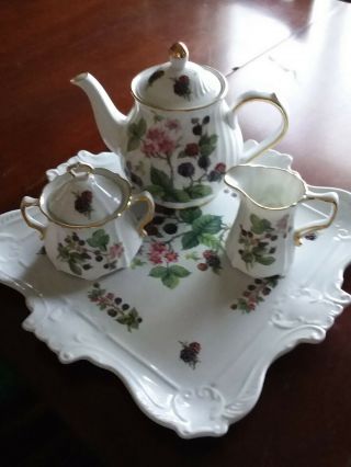 4 Piece Vintage Floral Tea Service Fielder Keepsakes Fine Porcelain