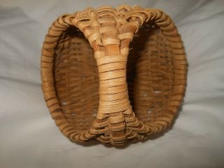 Vintage Woven Split Oak Butt Basket Egg Gathering Basket Unique Round Opening