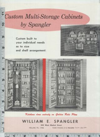 2703 William E.  Spangler Kitchen Builder Flier Hellam,  Pa 1960’s Barry D.  Miller