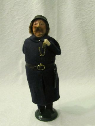 1994 Byers Choice Police Officer Cop W/ Whistle Hiding Present Behind His Back