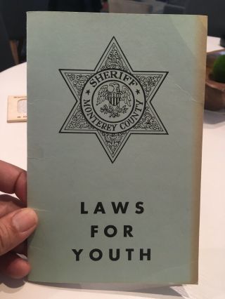 Vintage Monterey County California Sheriff Laws Boollet 1950’s