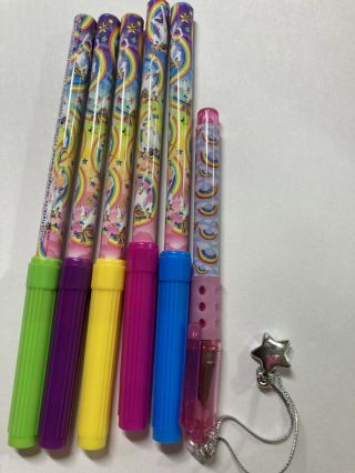 Lisa Frank Pink Glitter Pen And Five Markers Rare Collectible Stationary