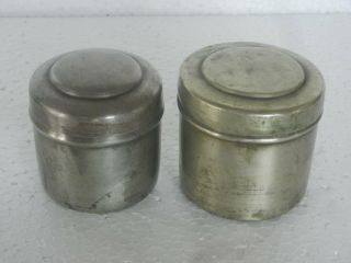 2 Pc Old Brass Small Handcrafted Nickel Plated Box / Pot,  Rich Patina