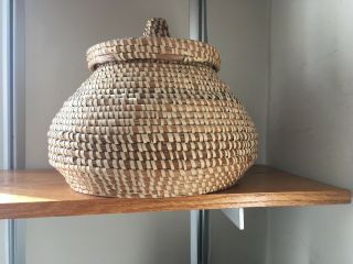 Sweetgrass Basket With Lid.