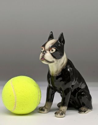 Vintage Boston Terrier French Bulldog Dog Figurine Porecelain Ceramic