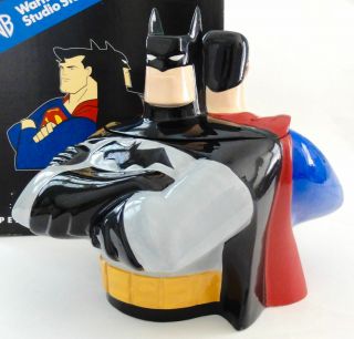 Wbss Superman & Batman Cookie Jar Warner Bros W/box Statue Bust Figurine