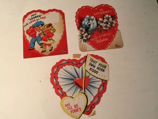 3 Vintage E Rosen & Erco Candies Valentine Candy Cards No Candy