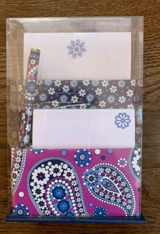 Vera Bradley On That Note Stationary Set In Boysenberry Sheets/stickies/pen