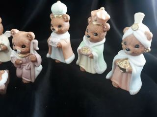 Vintage Homco Christmas Bear Nativity Porcelain Figurines 2