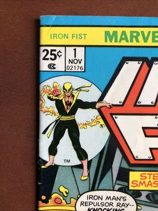 Iron Fist 1 (1975) 7.  5 VF Marvel Key Issue Bronze Age Comic Iron Man Battle 2