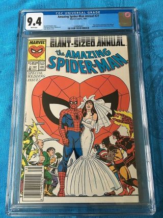 Spider - Man Annual 21 - Marvel - Cgc 9.  4 Nm White Pages - Wedding Spm