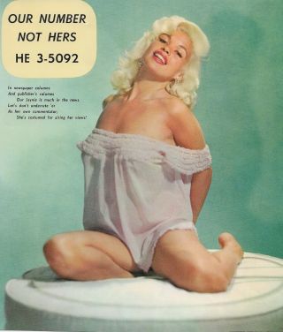1959 Pin Up Girl Lithograph Jayne Mansfield Airing Her Views 98