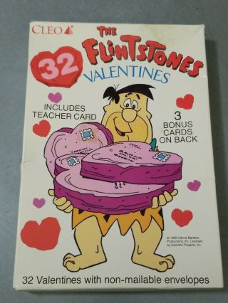 Vintage Flintstones Valentines Day Cards Box