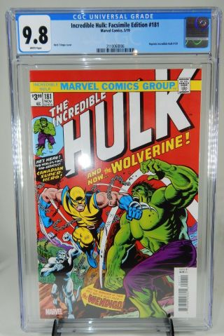 Incredible Hulk 181 Facsimile Cgc 9.  8 White Pages.  1st Full App.  Wolverine