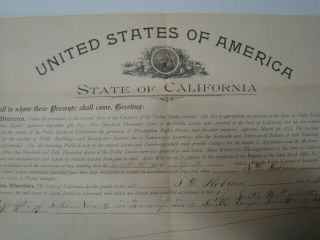 1900 40 Acre Mariposa County State of California USA School Lands Certificate 2