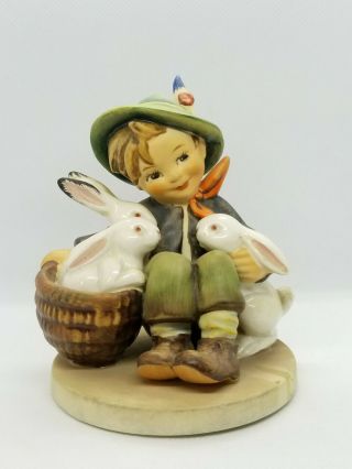 Vintage Goebel Hummel 58/0 " Playmates " Boy W Rabbits Figurine Tmk - 5 The Last Bee