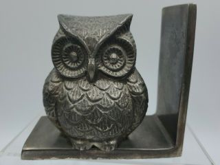 Vintage Owl Bookends Door Stop Figurine Cast Silver Tone Metal Set of 2 India 2