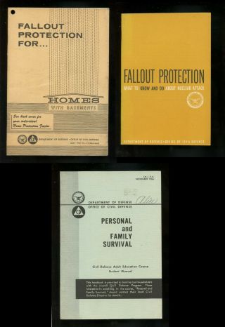 Three 1960s Civil Defense Booklets Fallout Shelters Protection Nuclear Attack