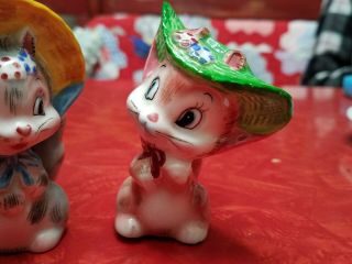 Vintage Anthropomorphic PY? Japan Squirrel Salt And Pepper Shakers hats bonnets 2