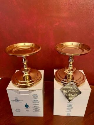 Retired Partylite Falmouth Solid Brass 4 " Candle Holders J3022 W/boxes