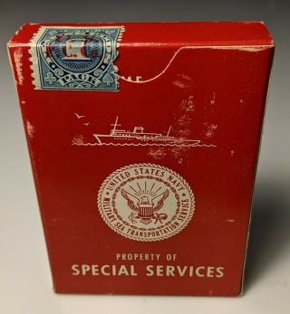 Vintage Playing Cards Deck Navy Special Services 1 Pack Stamp1940 - 1965