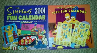 The Simpsons 1999 & 2001 Fun Calendars And Stickers - Homer Duff Beer