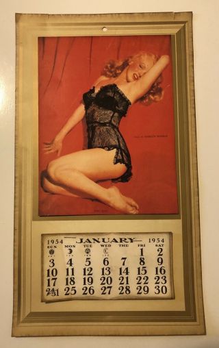 Marilyn Monroe 1954 Pin - Up Calendar Black Lingerie 14” X 8”