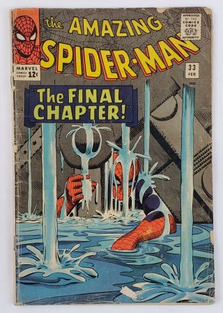The Spider - Man 33 Classic Ditko Cover Marvel Comics 1966 Silver Age