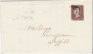 1847 Qv Cover With A 1d Penny Red Stamp Sent To Sheffield Sub Po Bristol Street