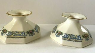 Twin Lenox Autumn Porcelain Octagonal Candlestick Candle Holders 4.  5 " Gold Usa