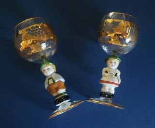 Goebel Hummel Figurine Wine Glass 1 - Pair Made In West Germany