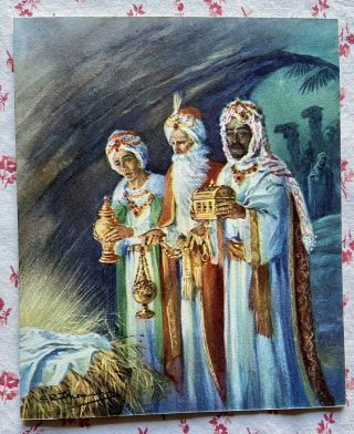 Vintage Charles R.  Thomson Christmas Three Kings Art Music Greeting Card