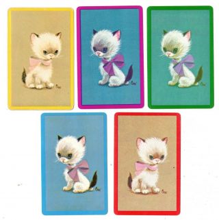 Swap Cards/playing Cards - Vintage Collectable Set Of 5 - Chri Cute Kittens