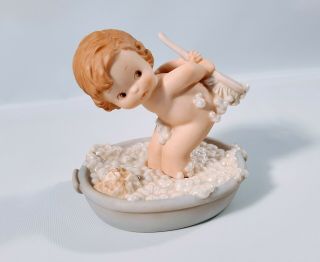 Enesco Having A Wash And Brush Up Lucie Attwell Baby In Bubble Bath Tub Figurine